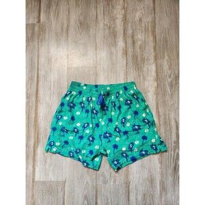 Blackbough Mens Green Blue Tropical Swim Shorts Pockets Drawstring Sz S EUC